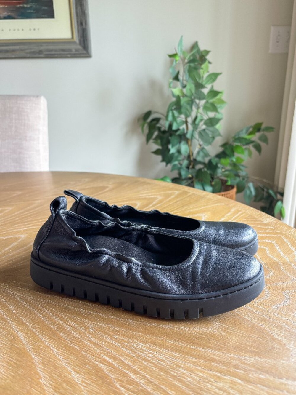 Vionic Uptown Ballet Flats Black Leather Size 7